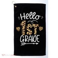 Hello 1st Grade Leopard Teacher Students Back To School First Day Of School Golf Towel thumb 0