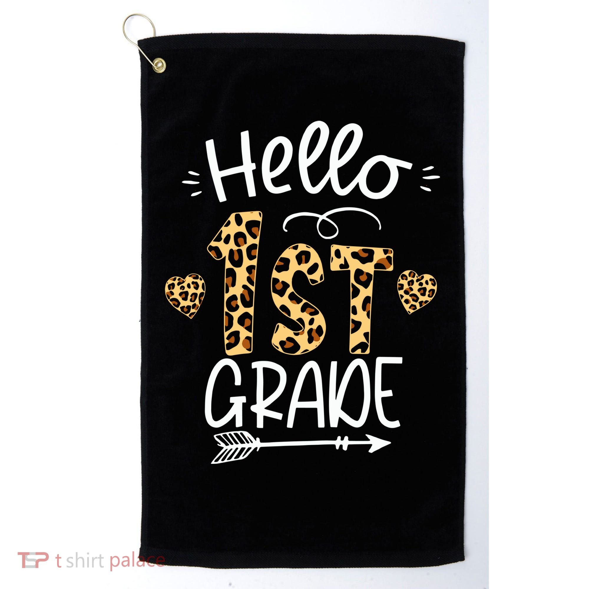 Hello 1st Grade Leopard Teacher Students Back To School First Day Of School Golf Towel