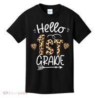 Hello 1st Grade Leopard Teacher Students Back To School First Day Of School Kids T-Shirt thumb 0