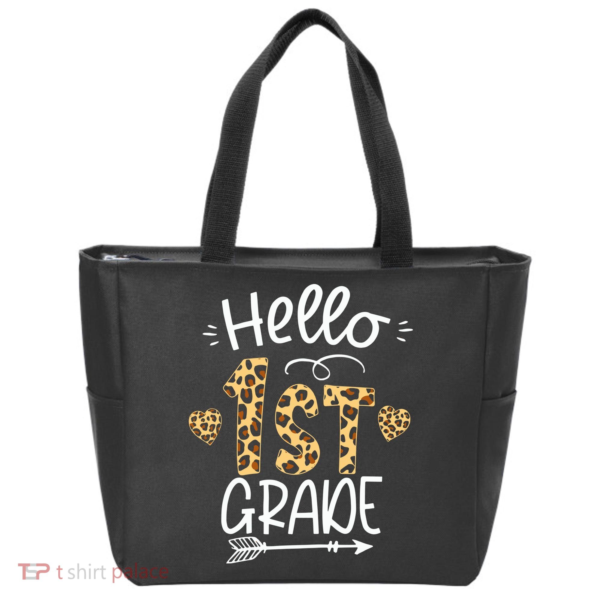 Hello 1st Grade Leopard Teacher Students Back To School First Day Of School Tote Bag