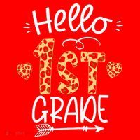 Hello 1st Grade Leopard Teacher Students Back To School First Day Of School Santa Hat thumb 1