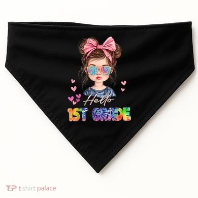 Hello 1st Grade Back To School Gift For Girl USA-Made Doggie Bandana