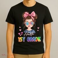 Hello 1st Grade Back To School Gift For Girl T-Shirt thumb 3
