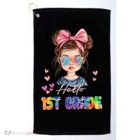 Hello 1st Grade Back To School Gift For Girl Golf Towel thumb 0