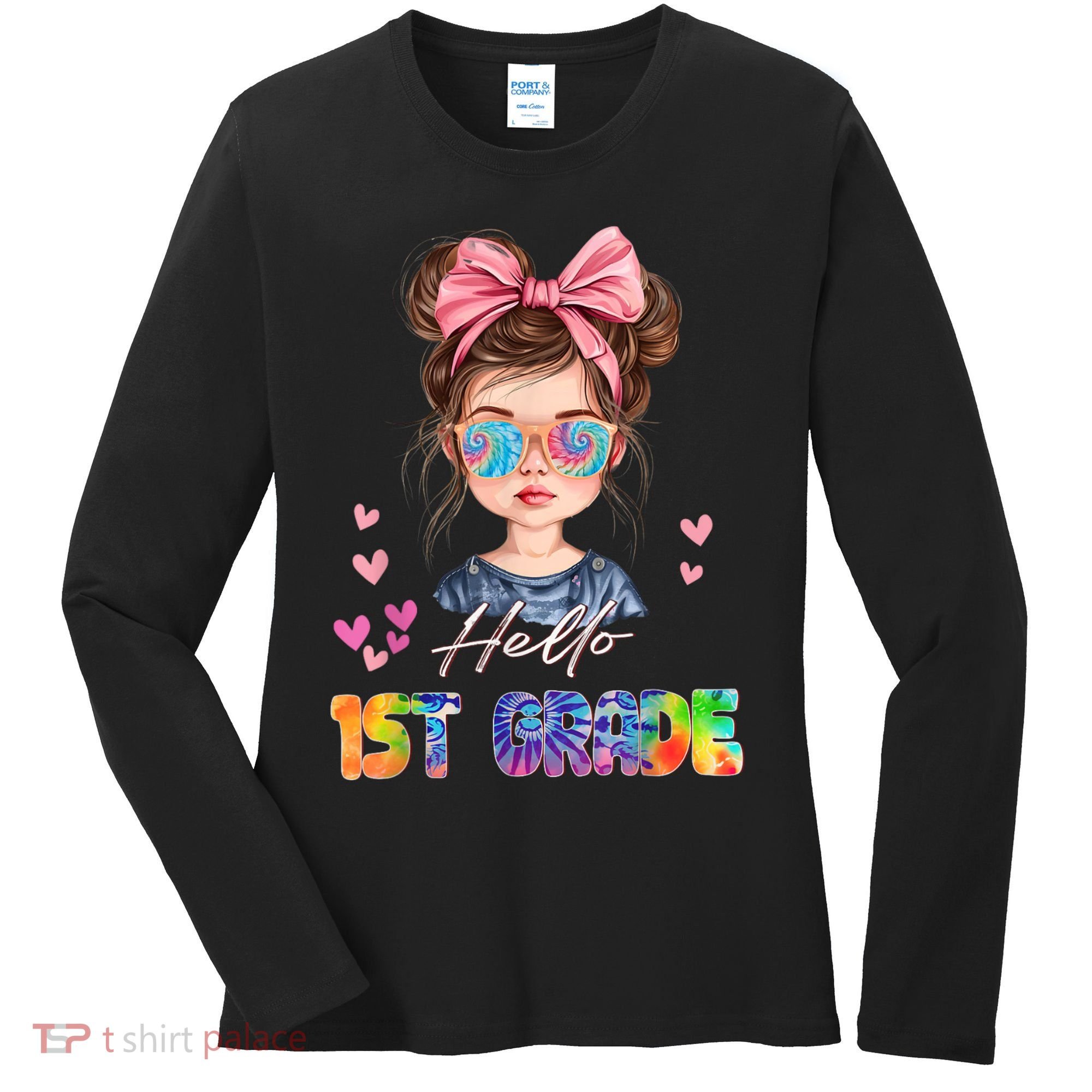 Hello 1st Grade Back To School Gift For Girl Women's Long Sleeve Shirt