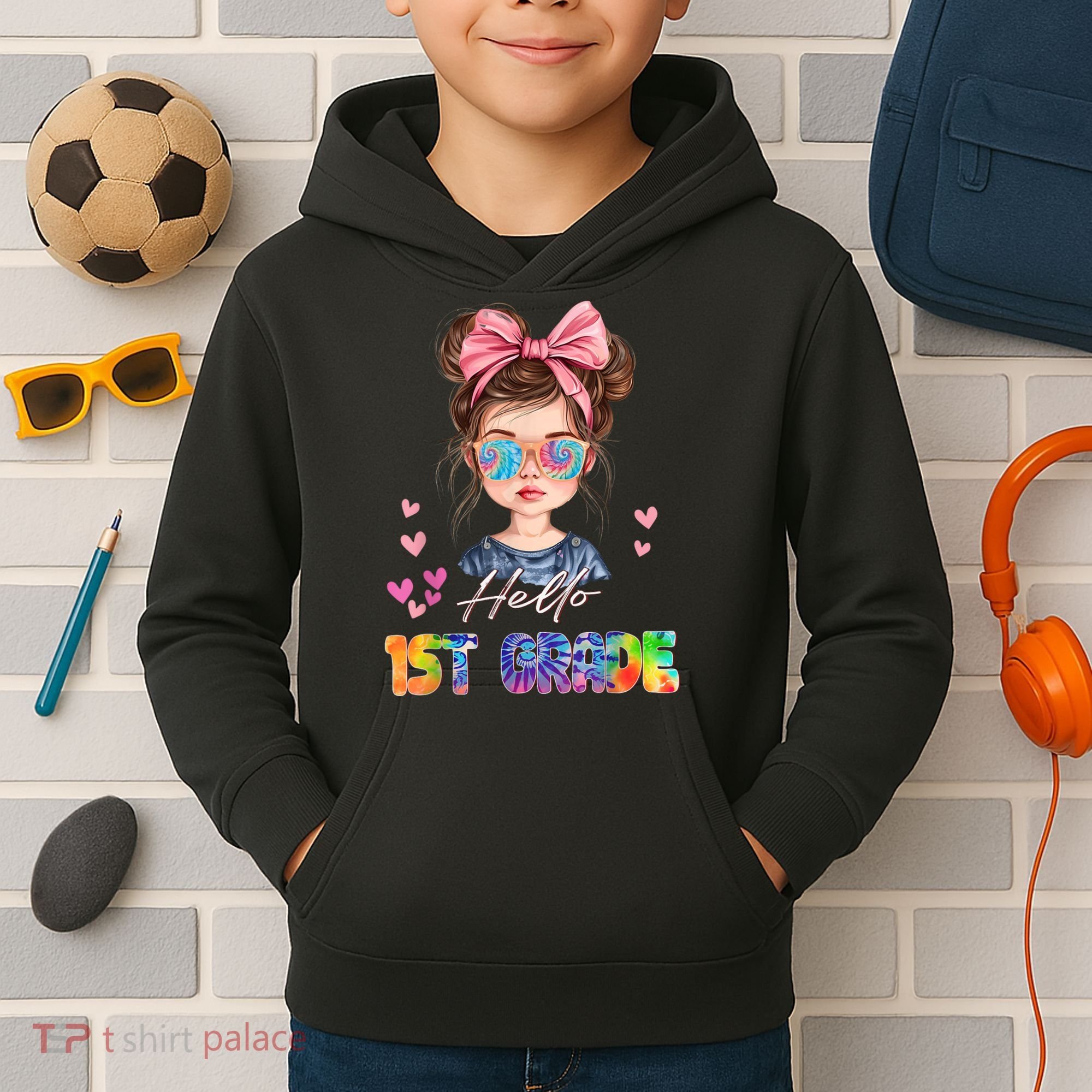 Hello 1st Grade Back To School Gift For Girl Kids Hoodie