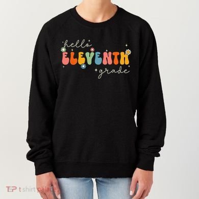 Hello 11th Grade Retro Groovy Back To School First Day Women's Sweatshirt