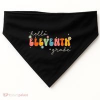 Hello 11th Grade Retro Groovy Back To School First Day USA-Made Doggie Bandana thumb 0
