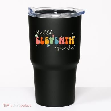 Hello 11th Grade Retro Groovy Back To School First Day Tumbler