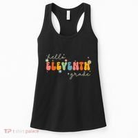 Hello 11th Grade Retro Groovy Back To School First Day Women's Tank Top thumb 0