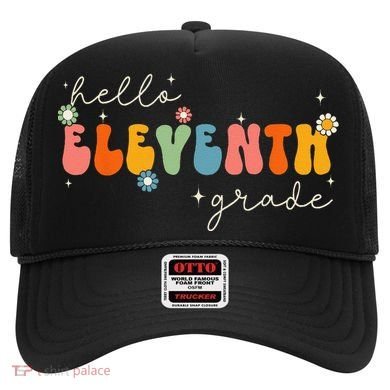 Hello 11th Grade Retro Groovy Back To School First Day Hat