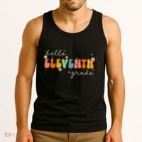 Hello 11th Grade Retro Groovy Back To School First Day Tank Top thumb 3
