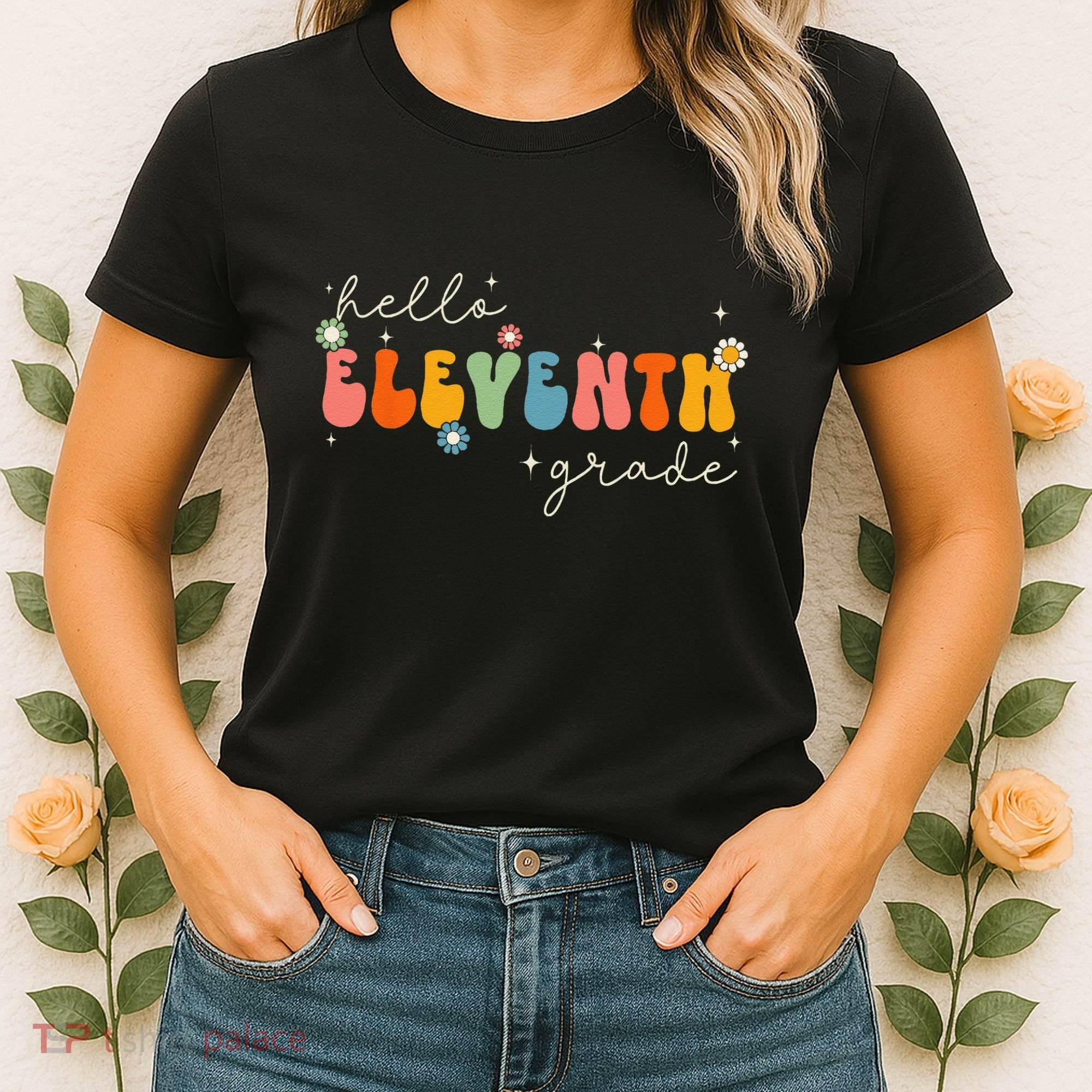 Hello 11th Grade Retro Groovy Back To School First Day Women's T-Shirt