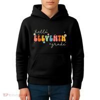 Hello 11th Grade Retro Groovy Back To School First Day Kids Hoodie thumb 4