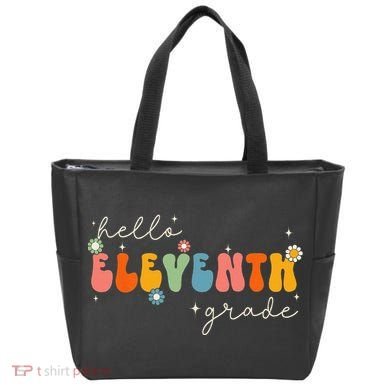 Hello 11th Grade Retro Groovy Back To School First Day Tote Bag