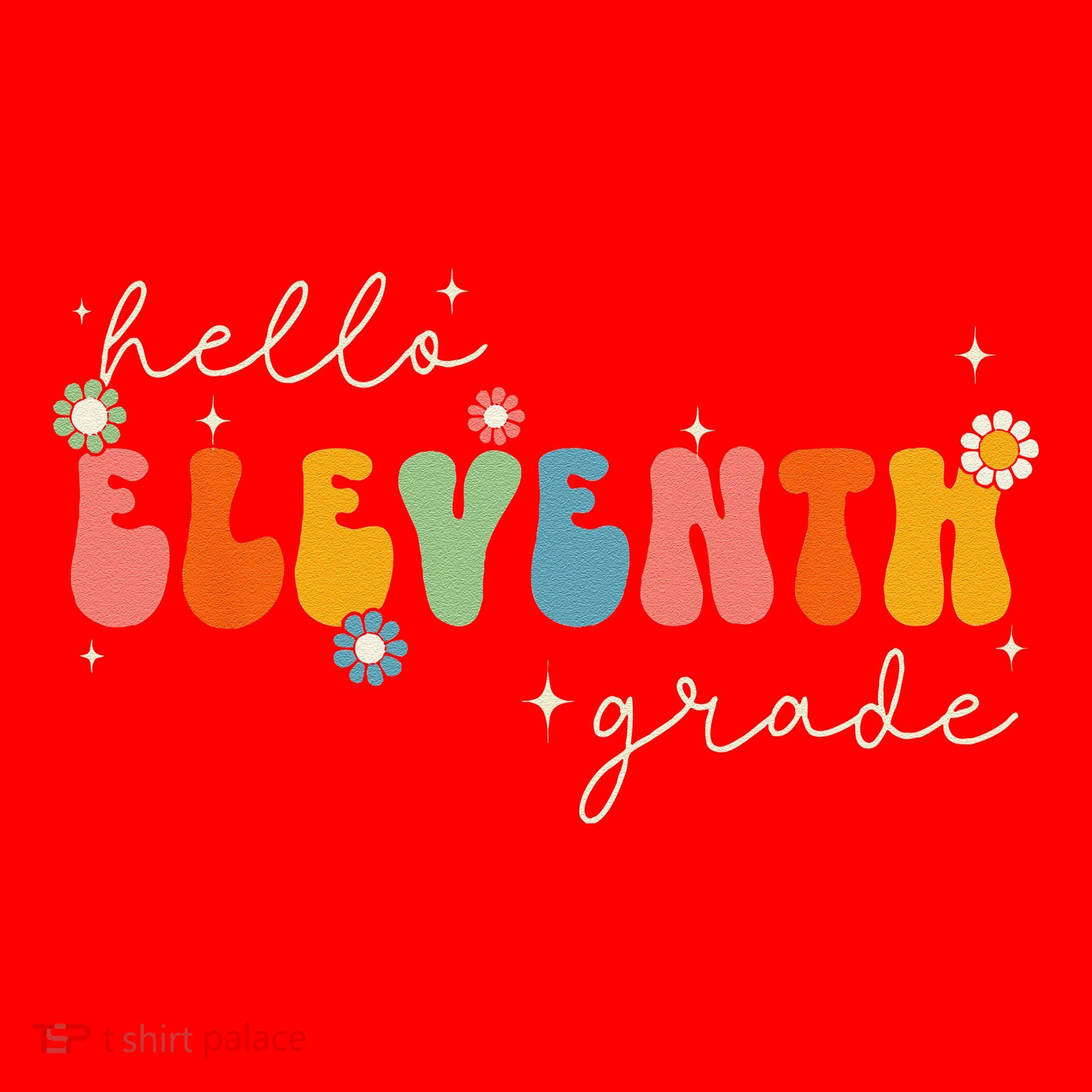 Hello 11th Grade Retro Groovy Back To School First Day Santa Hat
