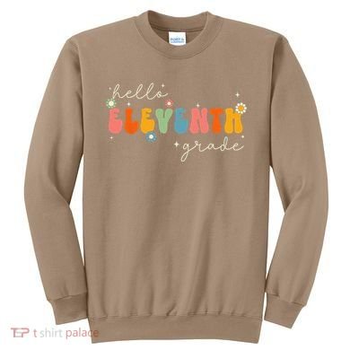 Hello 11th Grade Retro Groovy Back To School First Day Sweatshirt
