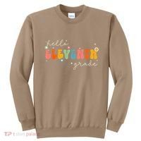 Hello 11th Grade Retro Groovy Back To School First Day Sweatshirt thumb 0