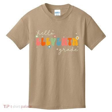 Hello 11th Grade Retro Groovy Back To School First Day Kids T-Shirt