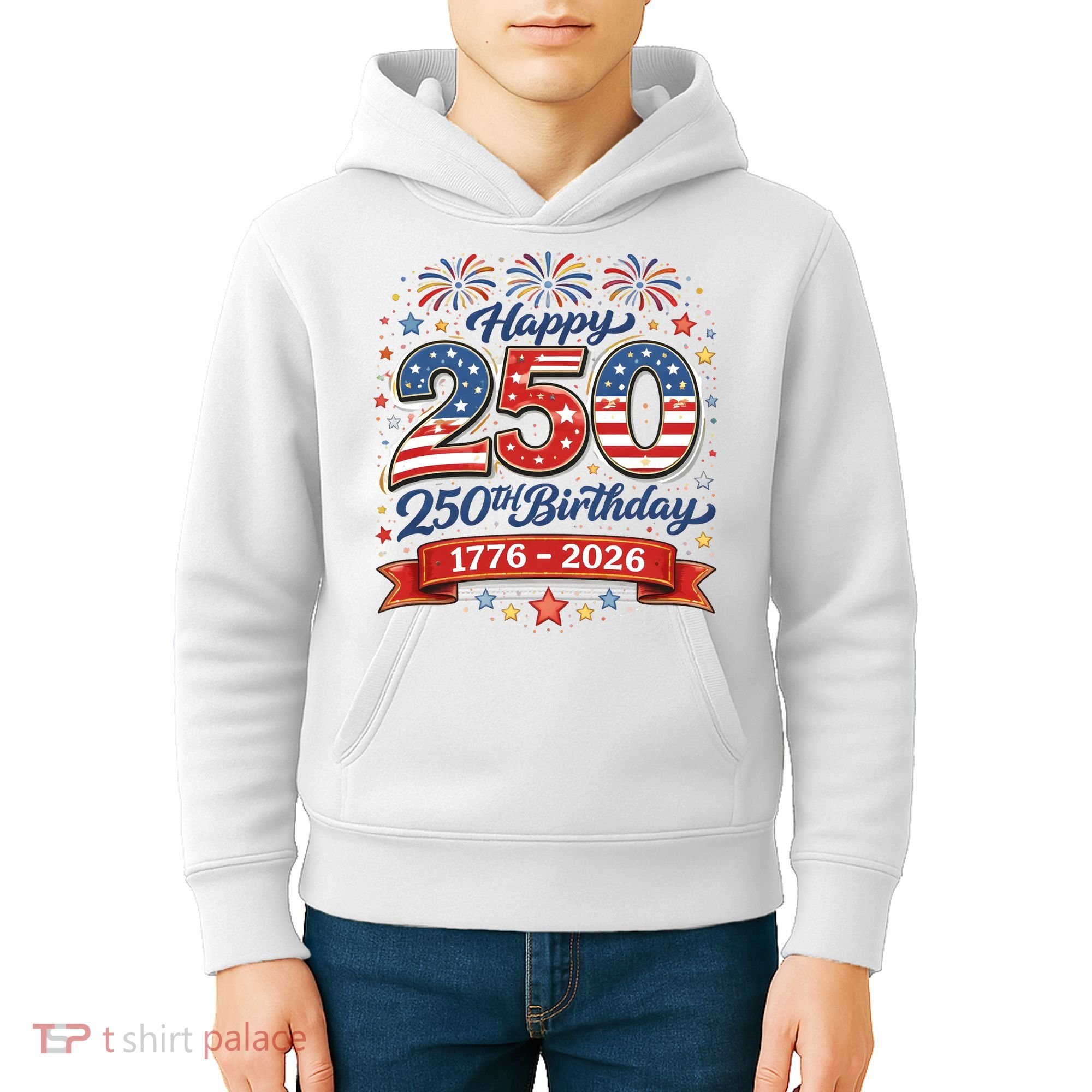 Happy 250th Birthday 1776 USA Kids Hoodie