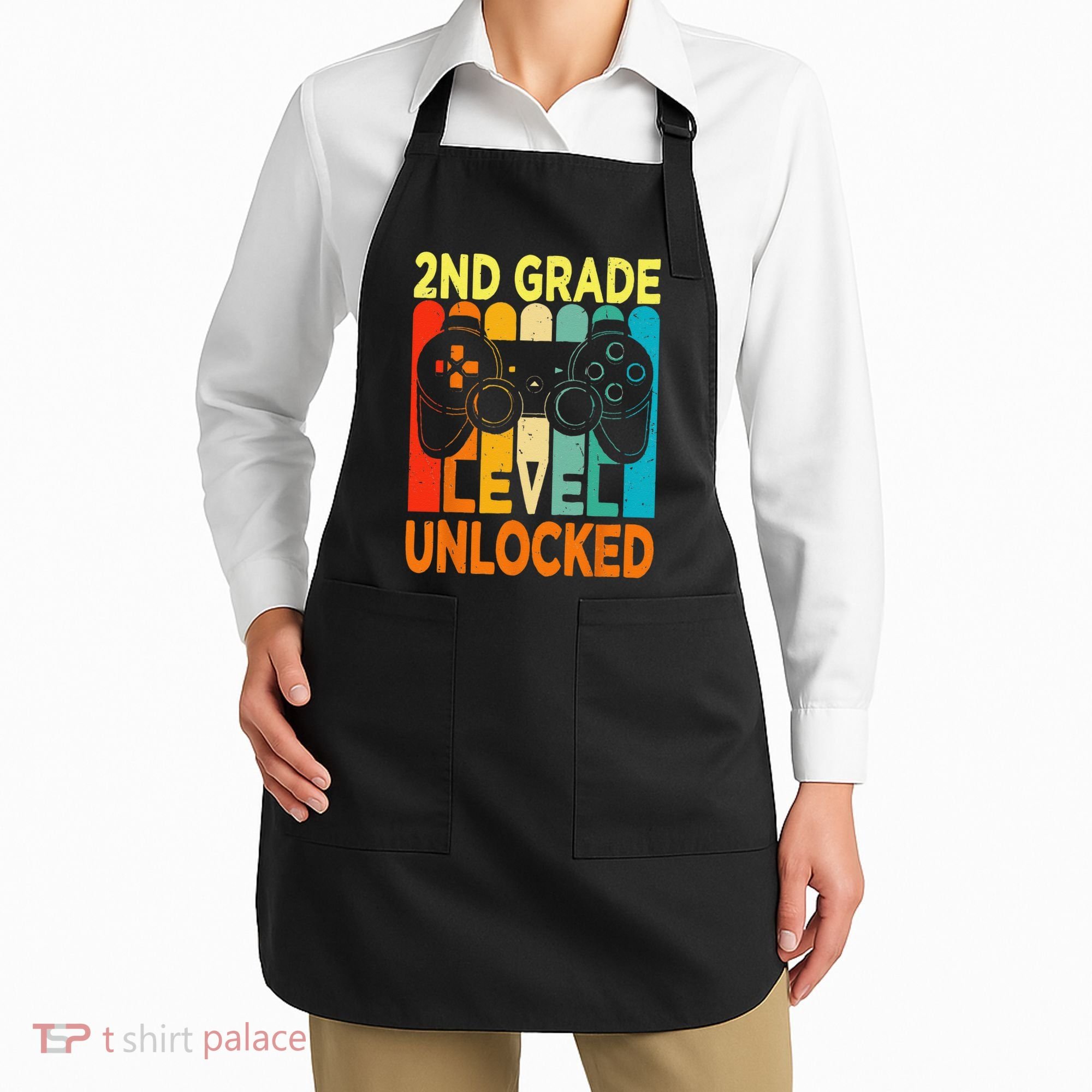 Hello 2nd Grade Level Unlocked Video Game Back To School Apron