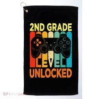 Hello 2nd Grade Level Unlocked Video Game Back To School Golf Towel thumb 0