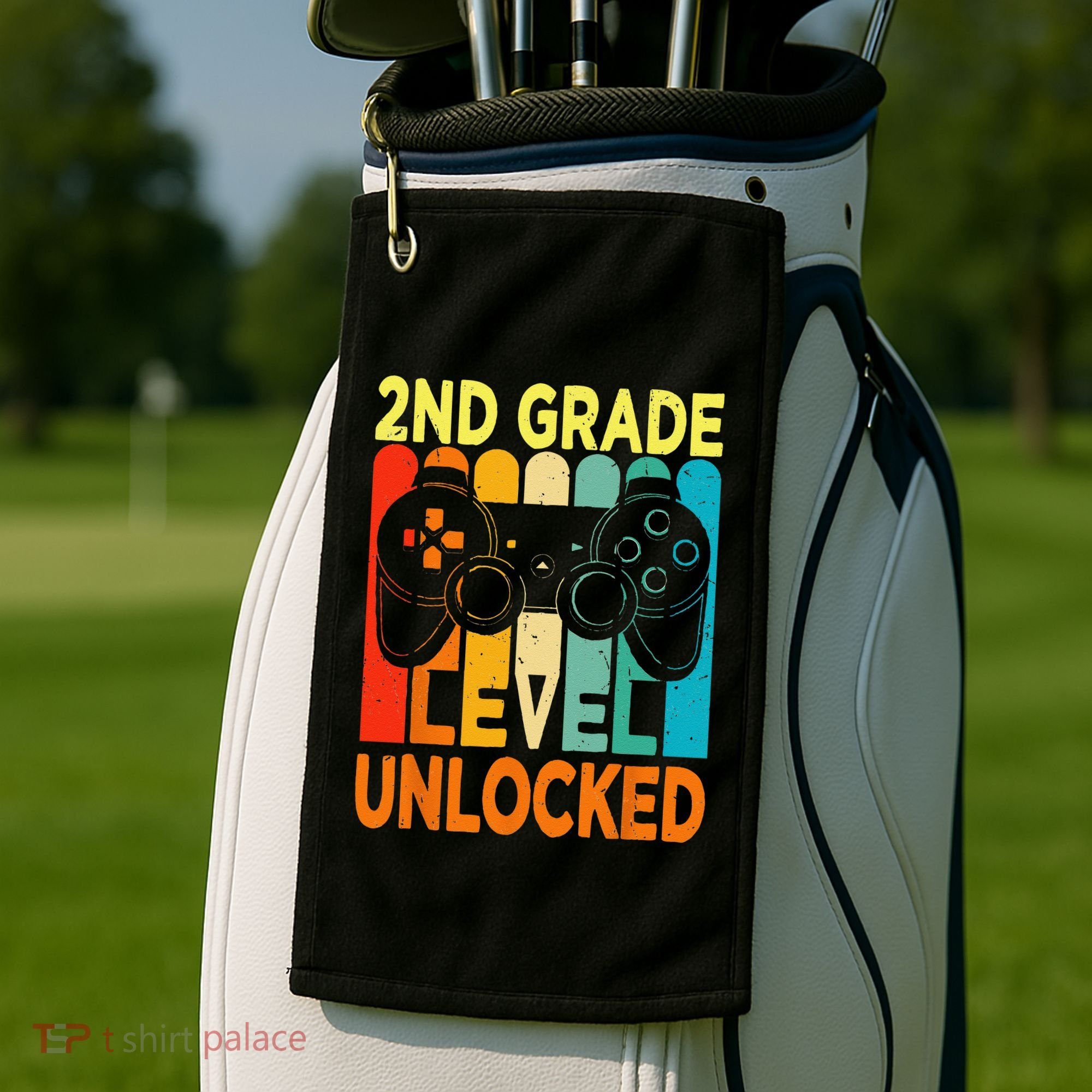 Hello 2nd Grade Level Unlocked Video Game Back To School Golf Towel