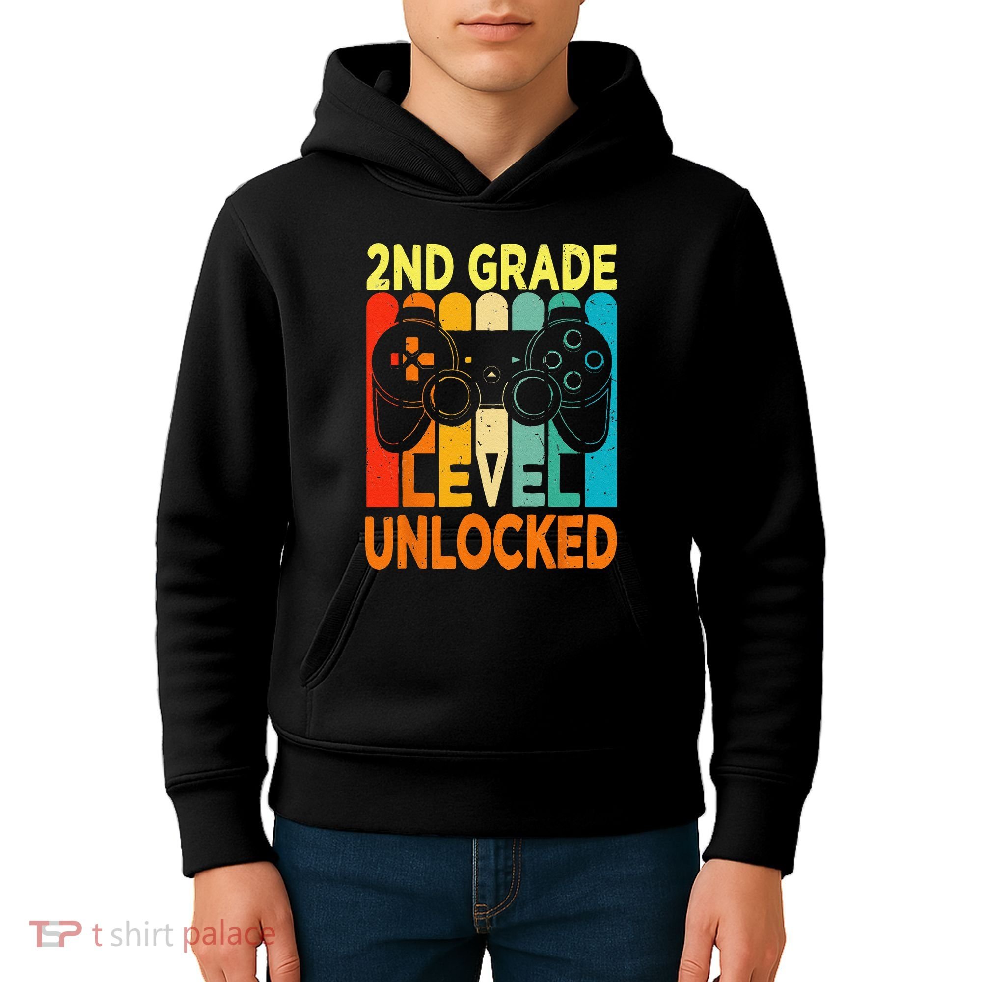 Hello 2nd Grade Level Unlocked Video Game Back To School Kids Hoodie