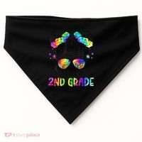 Hello 2nd Grade Messy Hair Bun Girl Back To School First Day Gift USA-Made Doggie Bandana thumb 0