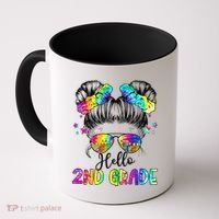 Hello 2nd Grade Messy Hair Bun Girl Back To School First Day Gift Coffee Mug thumb 0
