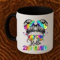 Hello 2nd Grade Messy Hair Bun Girl Back To School First Day Gift Coffee Mug thumb 2