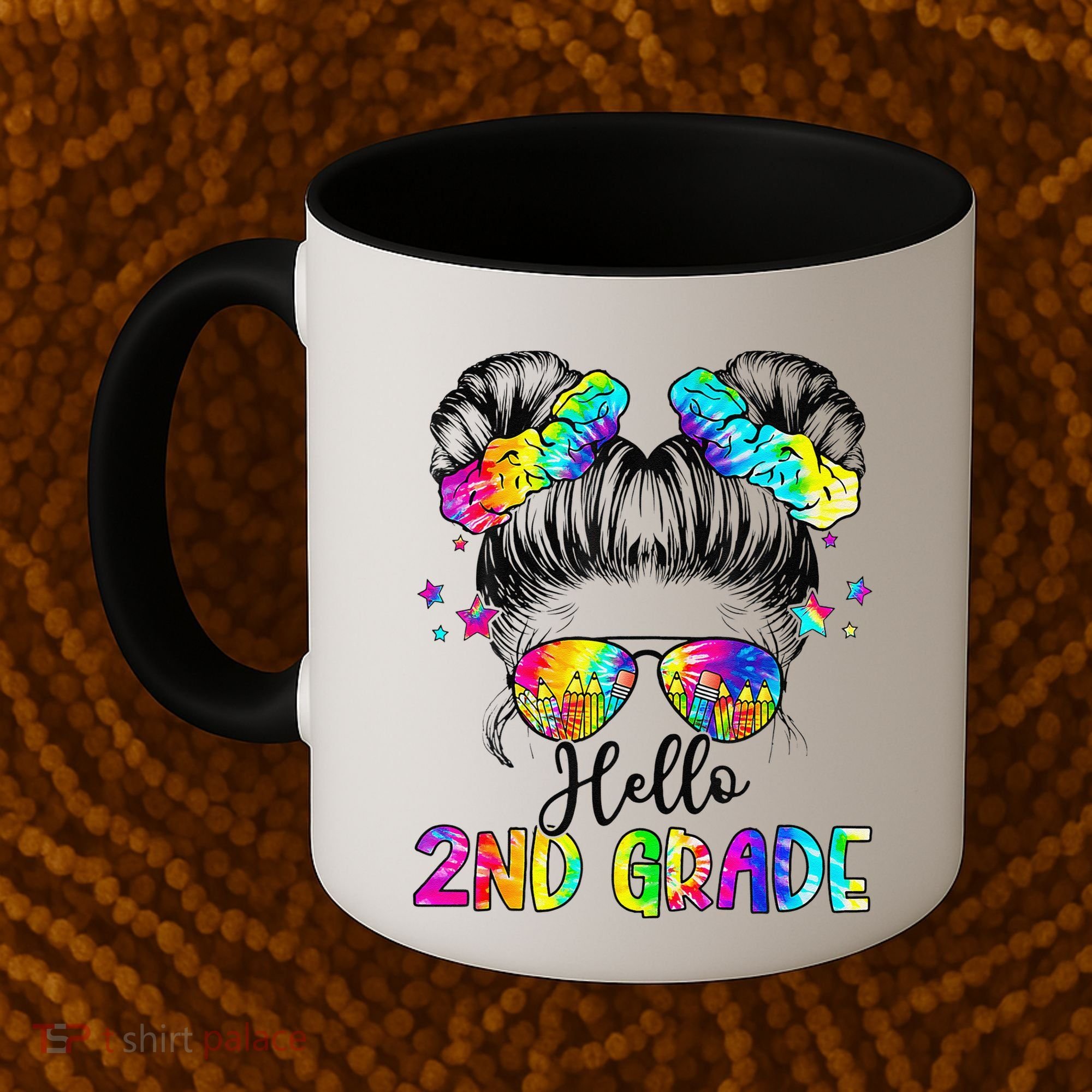 Hello 2nd Grade Messy Hair Bun Girl Back To School First Day Gift Coffee Mug