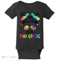 Hello 2nd Grade Messy Hair Bun Girl Back To School First Day Gift Baby Bodysuit thumb 0