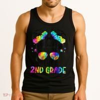 Hello 2nd Grade Messy Hair Bun Girl Back To School First Day Gift Tank Top thumb 3