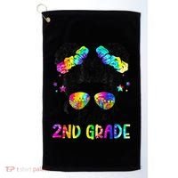 Hello 2nd Grade Messy Hair Bun Girl Back To School First Day Gift Golf Towel thumb 0