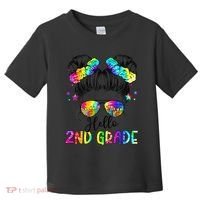 Hello 2nd Grade Messy Hair Bun Girl Back To School First Day Gift Toddler T-Shirt thumb 0