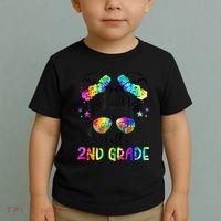 Hello 2nd Grade Messy Hair Bun Girl Back To School First Day Gift Toddler T-Shirt thumb 2