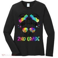 Hello 2nd Grade Messy Hair Bun Girl Back To School First Day Gift Women's Long Sleeve Shirt thumb 0