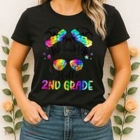 Hello 2nd Grade Messy Hair Bun Girl Back To School First Day Gift Women's T-Shirt thumb 2
