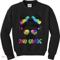Hello 2nd Grade Messy Hair Bun Girl Back To School First Day Gift Kids Sweatshirt thumb 0