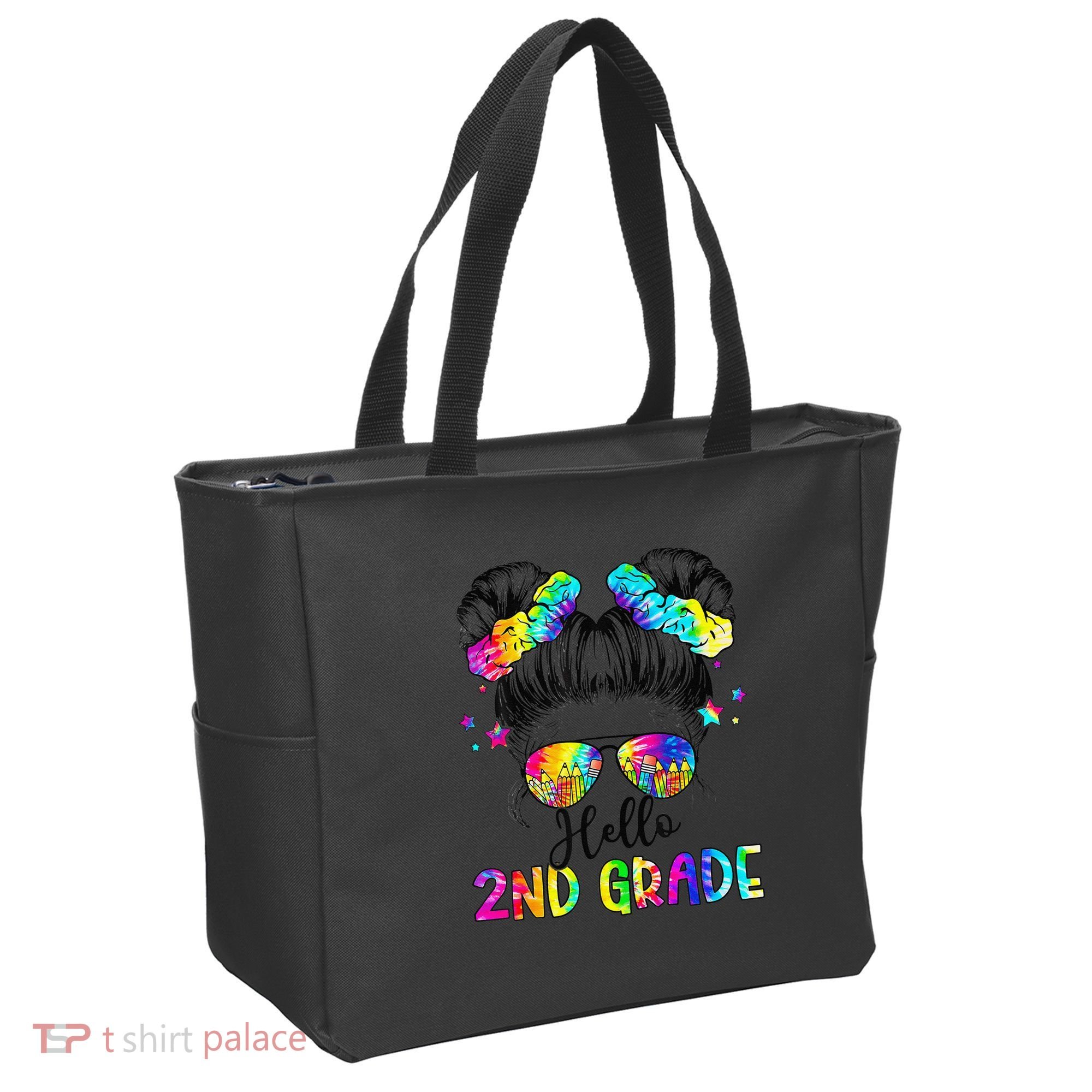 Hello 2nd Grade Messy Hair Bun Girl Back To School First Day Gift Tote Bag