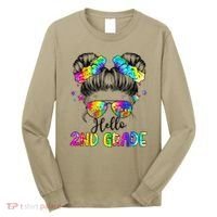 Hello 2nd Grade Messy Hair Bun Girl Back To School First Day Gift Long Sleeve Shirt thumb 0