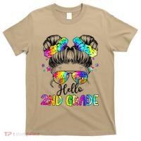 Hello 2nd Grade Messy Hair Bun Girl Back To School First Day Gift T-Shirt thumb 0