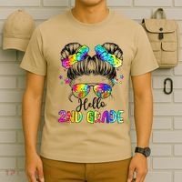 Hello 2nd Grade Messy Hair Bun Girl Back To School First Day Gift T-Shirt thumb 6