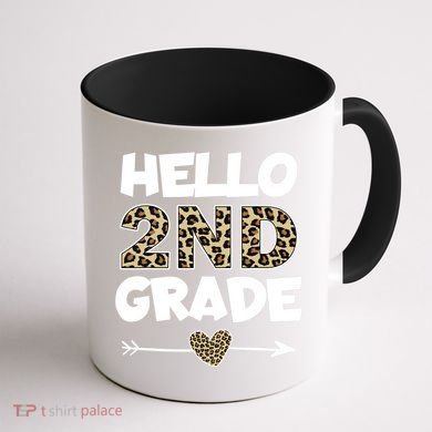 Hello 2nd Grade Leopard Print Second Grade Teacher Kids Gift Coffee Mug back