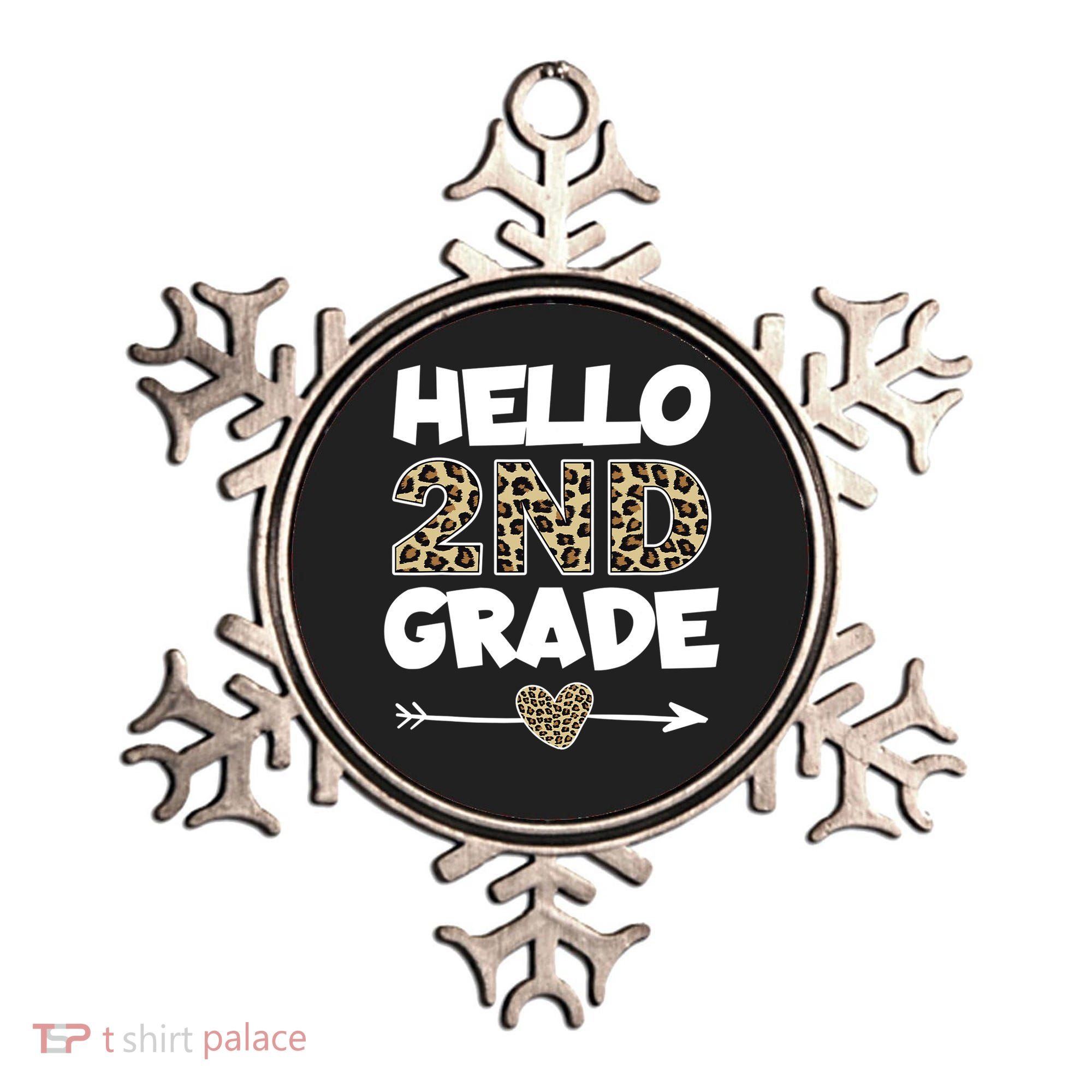 Hello 2nd Grade Leopard Print Second Grade Teacher Kids Gift Ornament