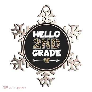Hello 2nd Grade Leopard Print Second Grade Teacher Kids Gift Ornament