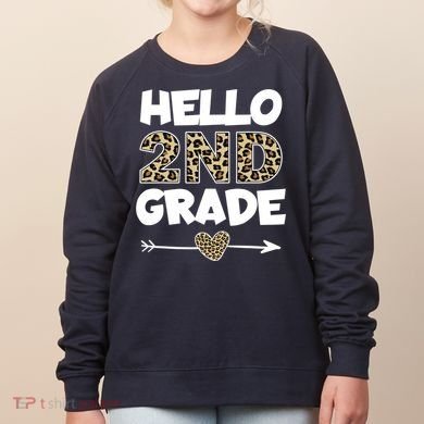 Hello 2nd Grade Leopard Print Second Grade Teacher Kids Gift Women's Sweatshirt