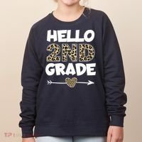 Hello 2nd Grade Leopard Print Second Grade Teacher Kids Gift Women's Sweatshirt thumb 0