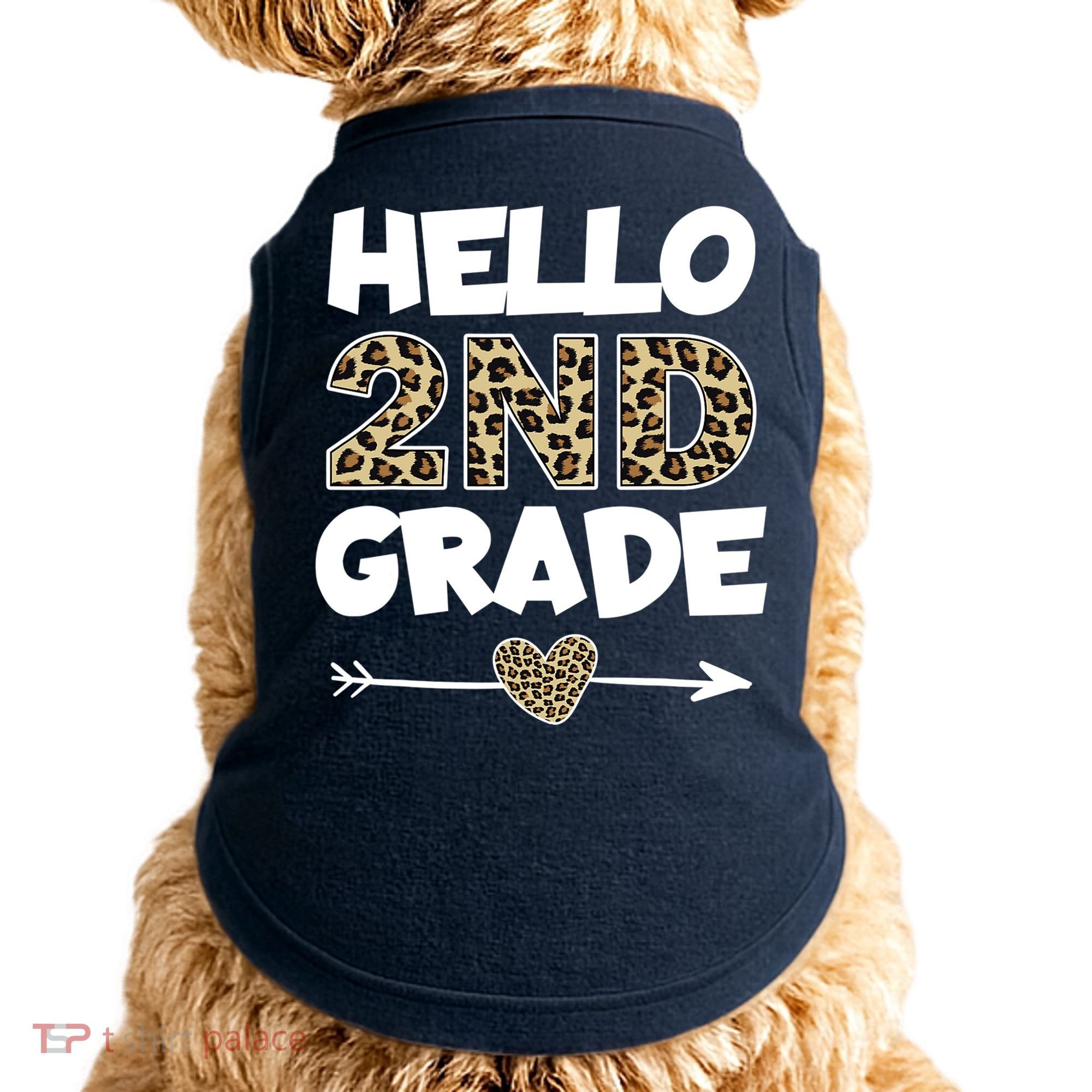 Hello 2nd Grade Leopard Print Second Grade Teacher Kids Gift Doggie Tank